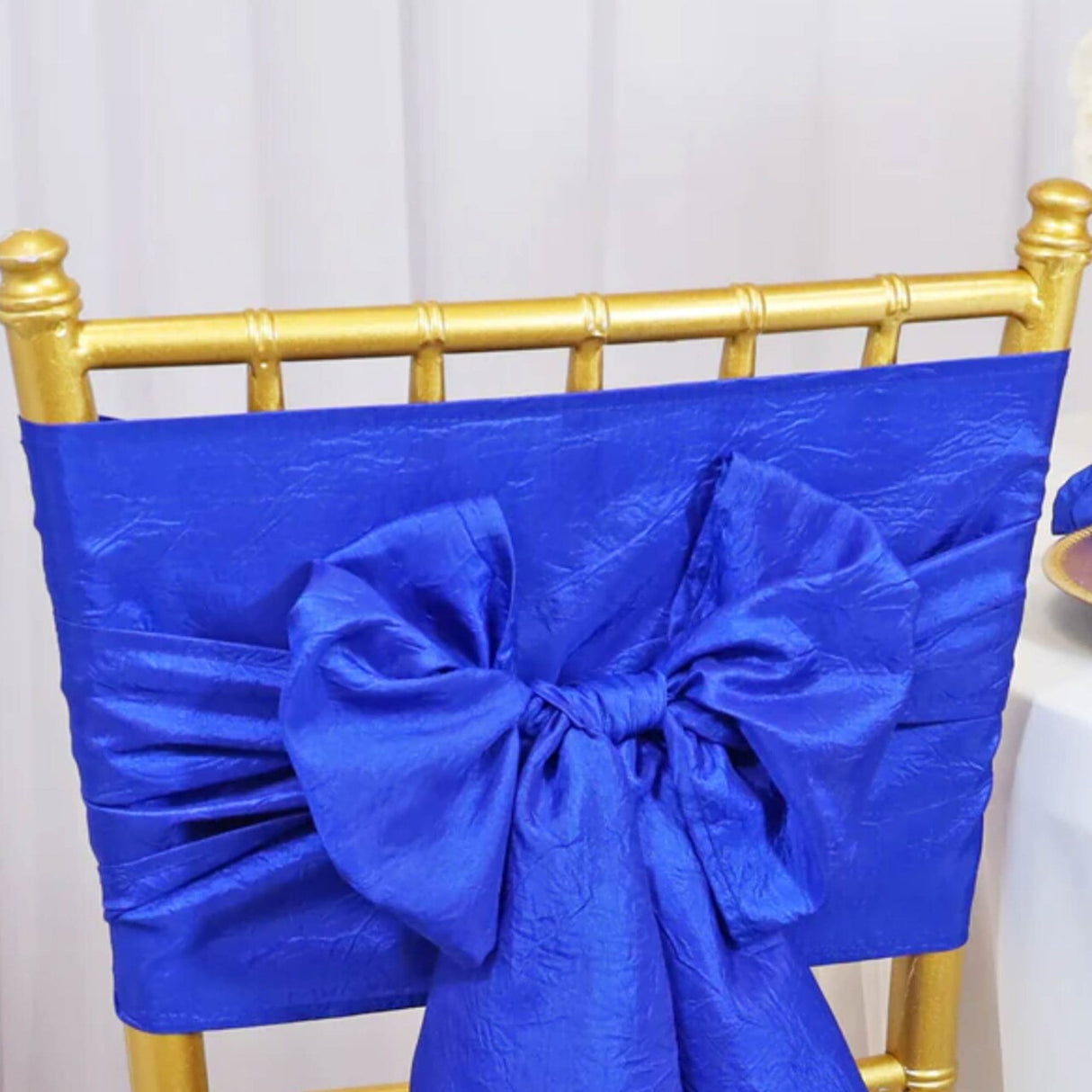 10 Pieces Elegant 9.5 by 108 inch Crushed Taffeta Chair Sashes Royal Blue