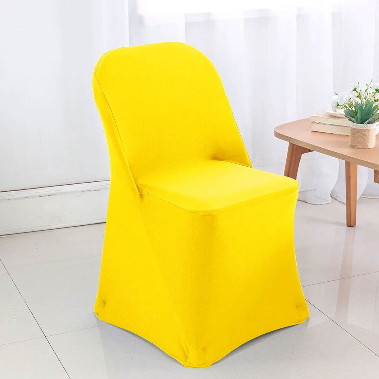 Canary Yellow Folding Spandex Chair Cover for Event Seating