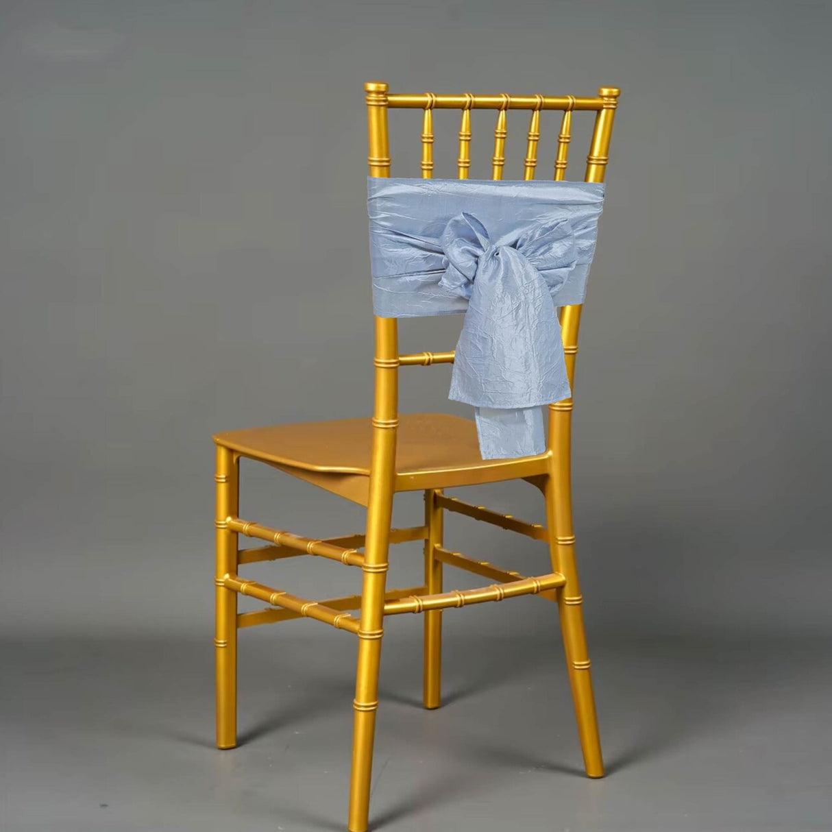 10 Pieces Dusty Blue Elegant Crushed Taffeta Chair Bands, 9.5"x108" Decorative Event Sashes