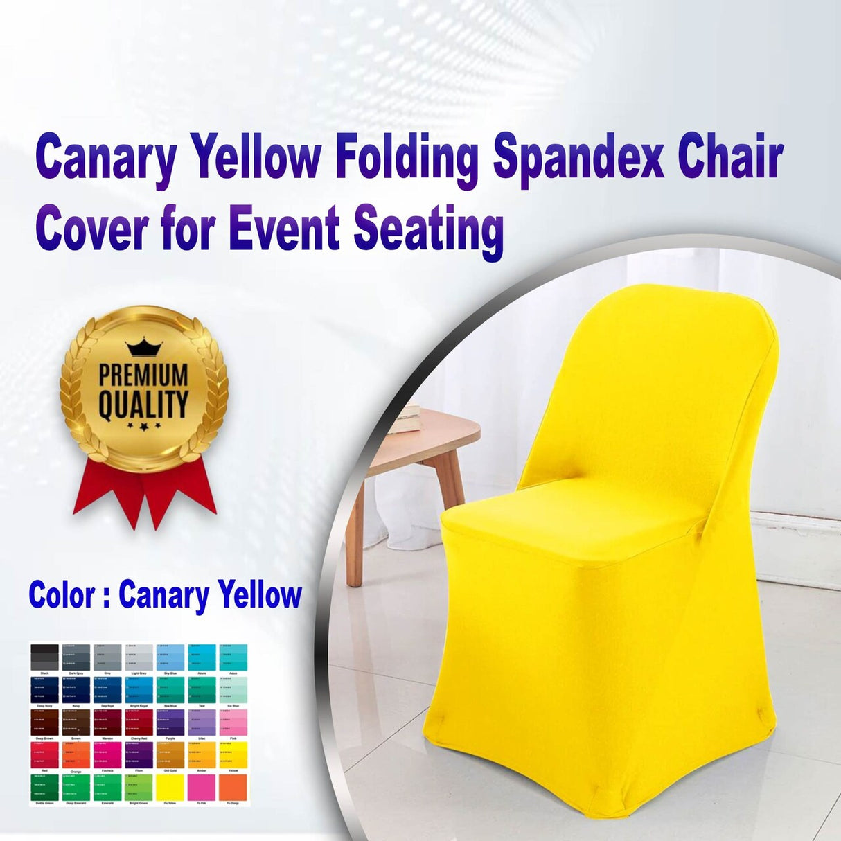 Canary Yellow Folding Spandex Chair Cover for Event Seating