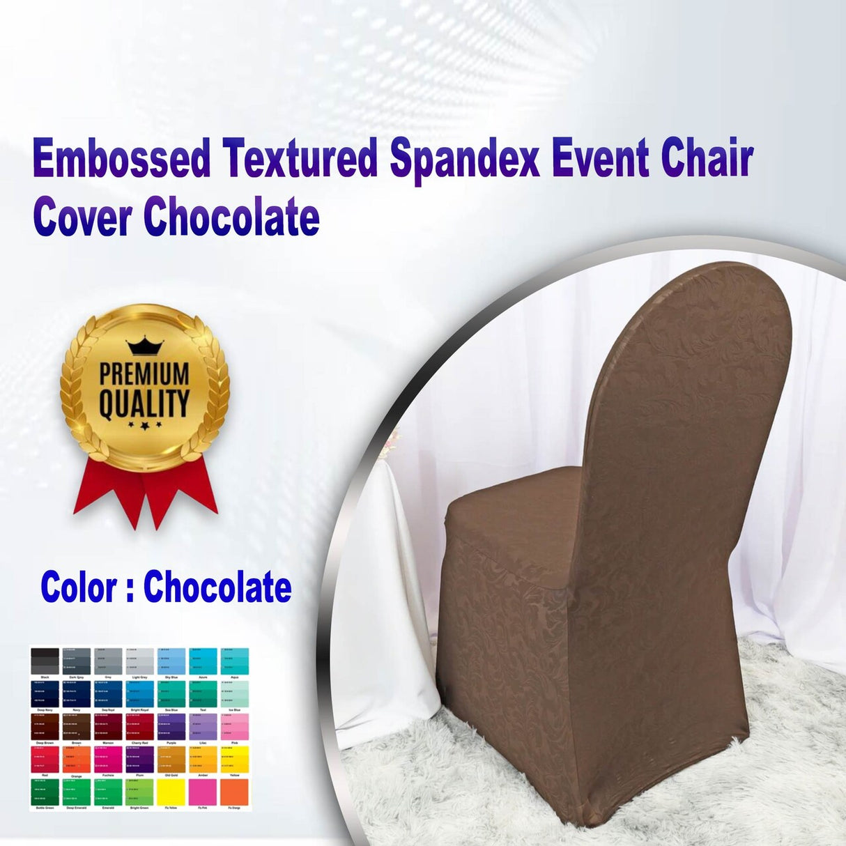 1 Piece Embossed Textured Spandex Event Chair Cover Chocolate