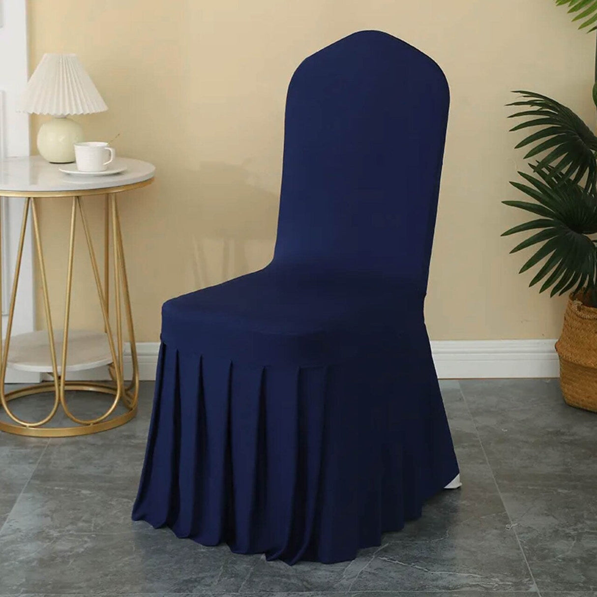 Spandex Banquet Skirt Chair Cover Navy Blue Stretch Skirt Fit Durable Event Decor
