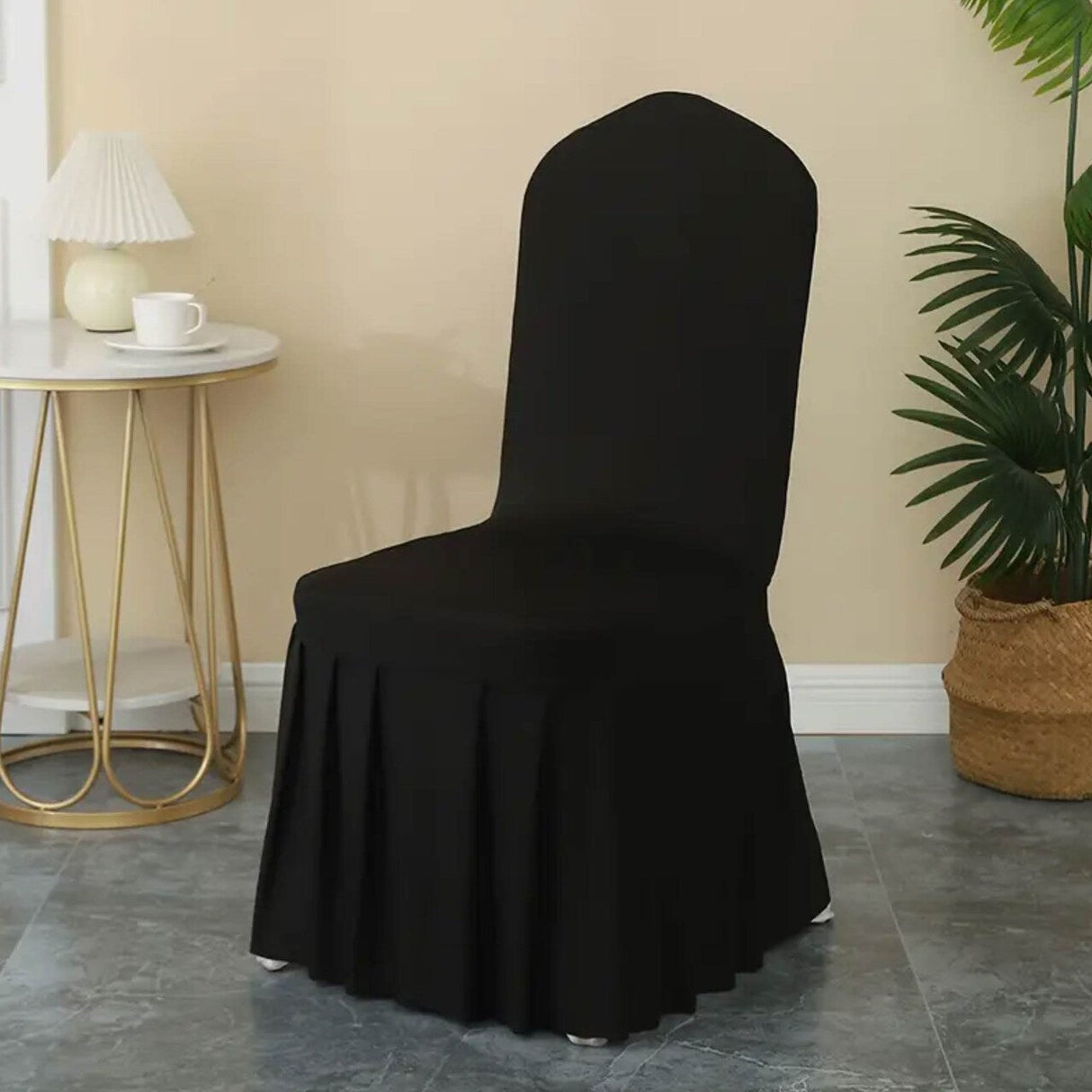 Black Spandex Skirt Banquet Chair Cover for Elegant Weddings and Formal Events