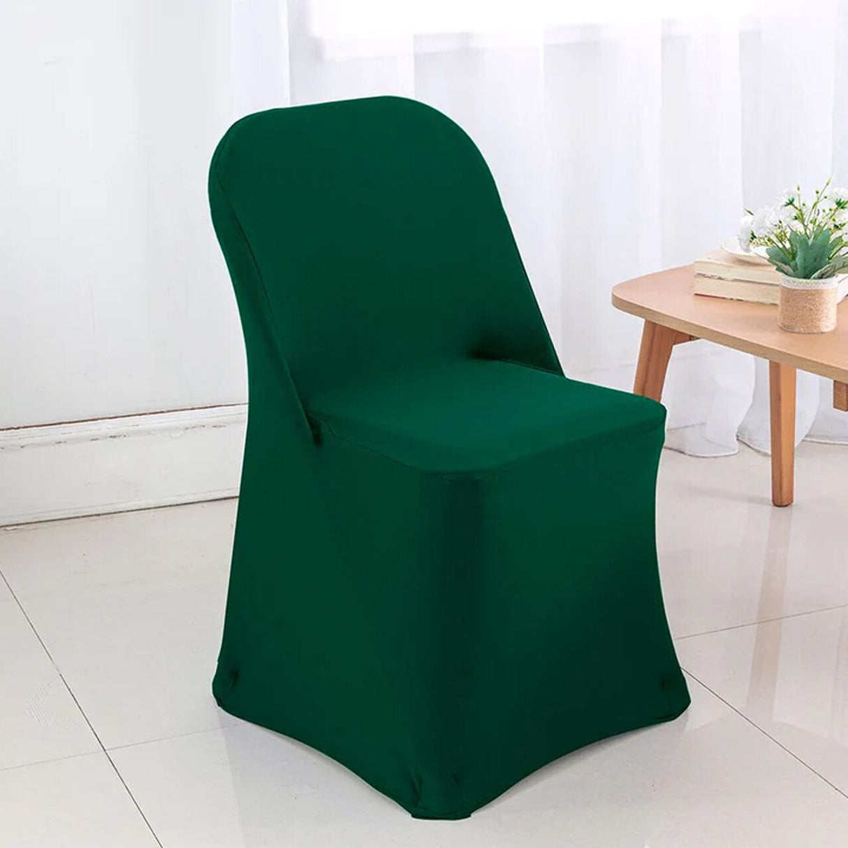 1 Piece Hunter Green Stretch Spandex Chair Cover for Elegant Folding Seating