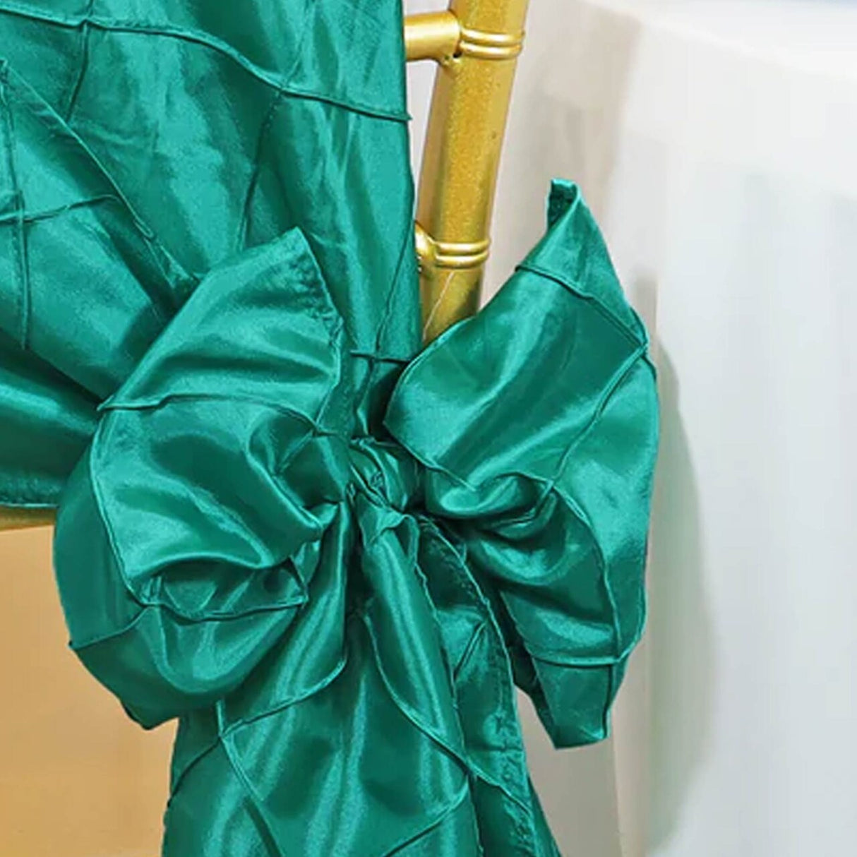 10 Pieces Rich Moss Green Pintuck Taffeta Chair Sashes 9.5 x 108 Inches