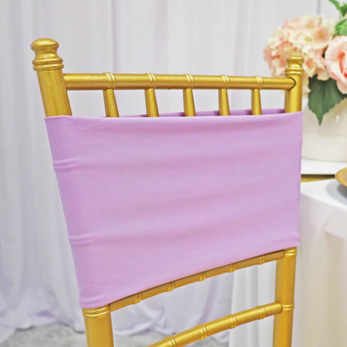 10 Pieces Elegant Lavender Stretch Spandex Chair Bands 7 x 13 Inches