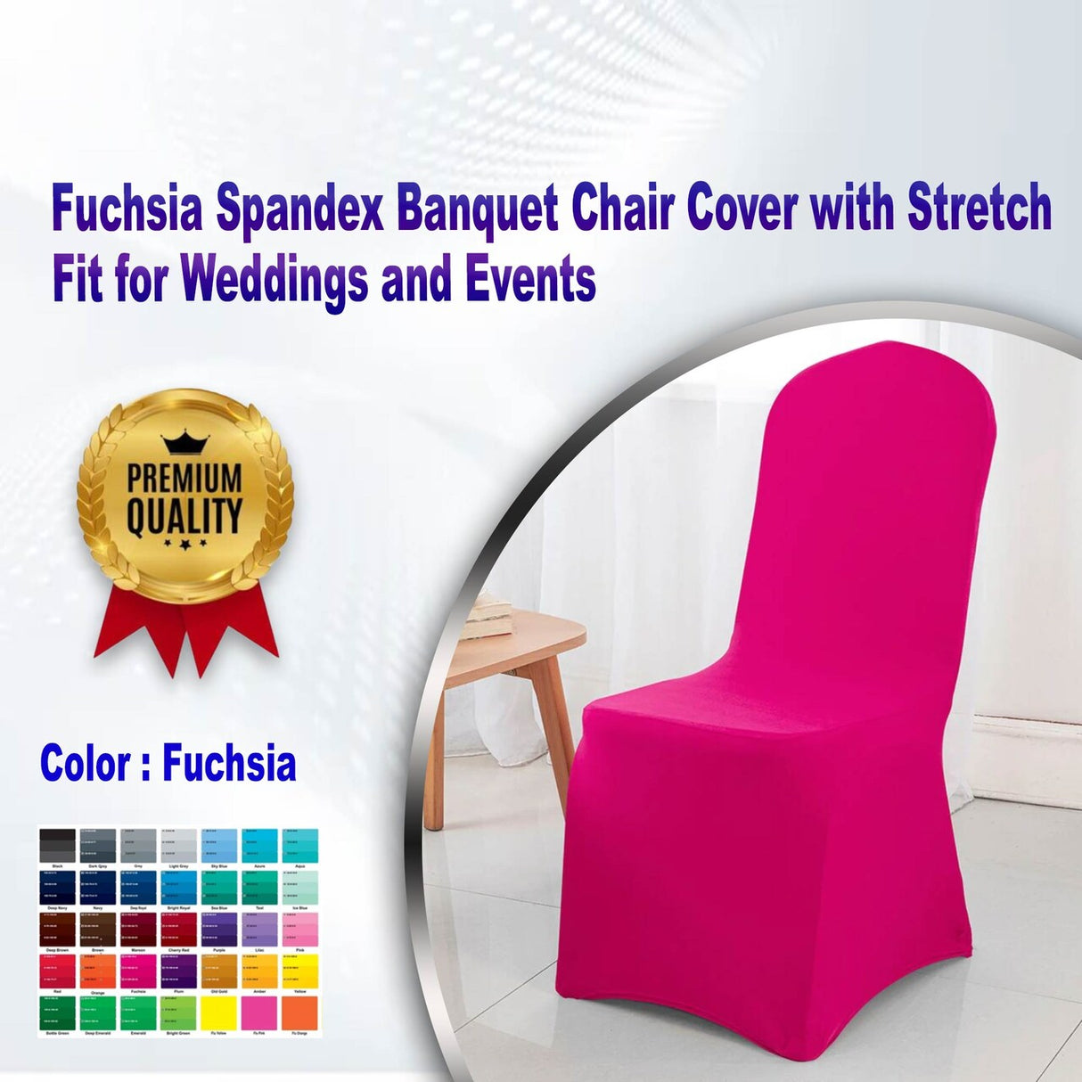 Fuchsia Spandex Banquet Chair Cover with Stretch Fit for Weddings and Events