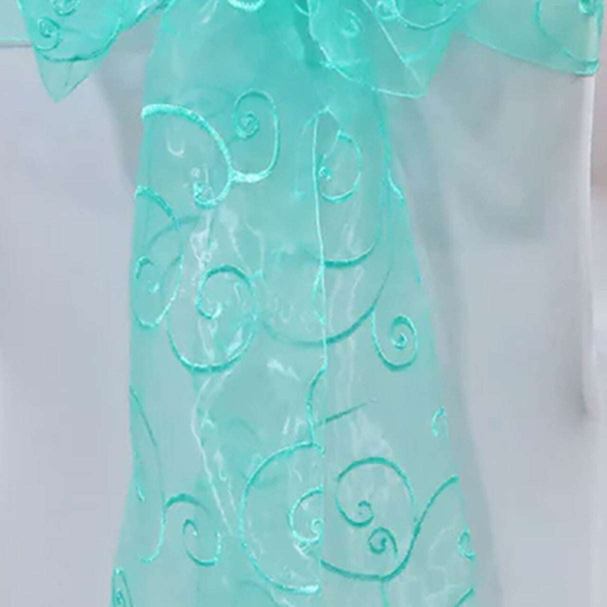 10 Pieces Tiff Blue Or Aqua Blue Embroidered Organza Chair Sashes 8"x108" Luxury Event & Wedding Decor