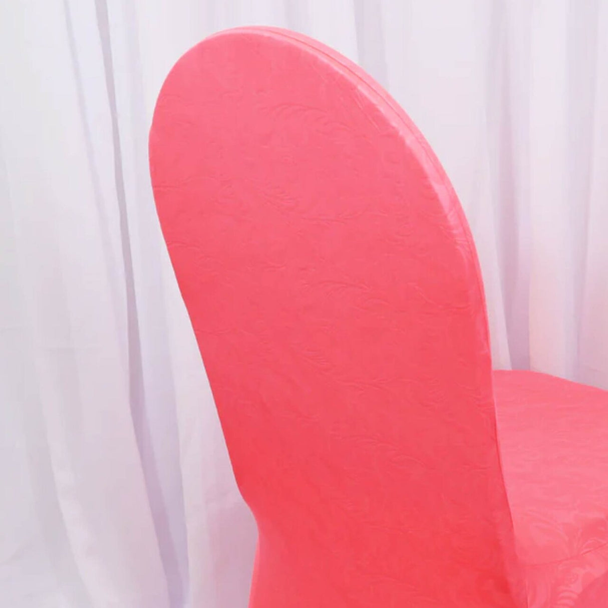 1 Piece Classic Embossed Spandex Banquet Chair Cover in Coral