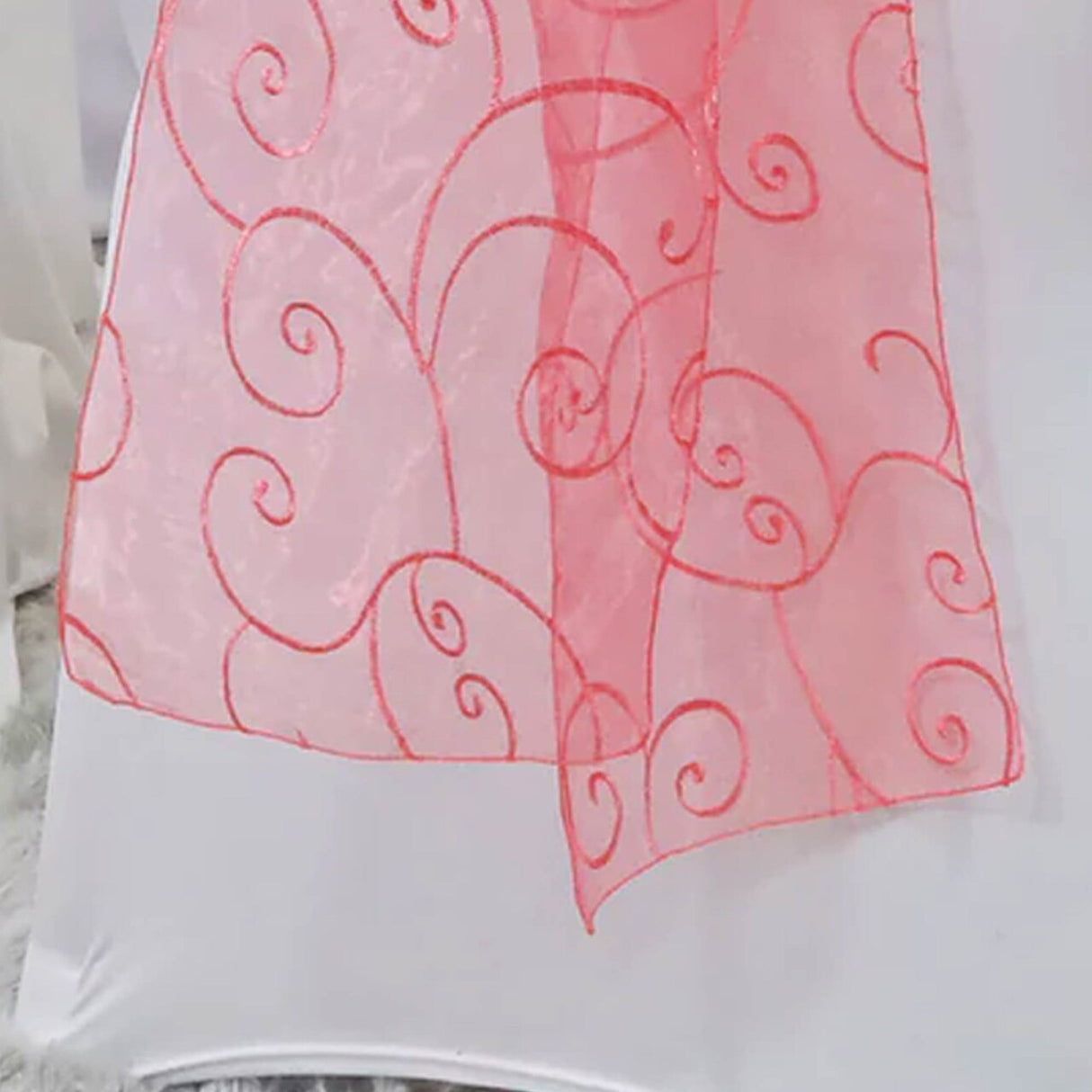 10 Pieces Coral Embroidered Organza Chair Sashes Sheer Wedding Event Chair Decor 8"x108"