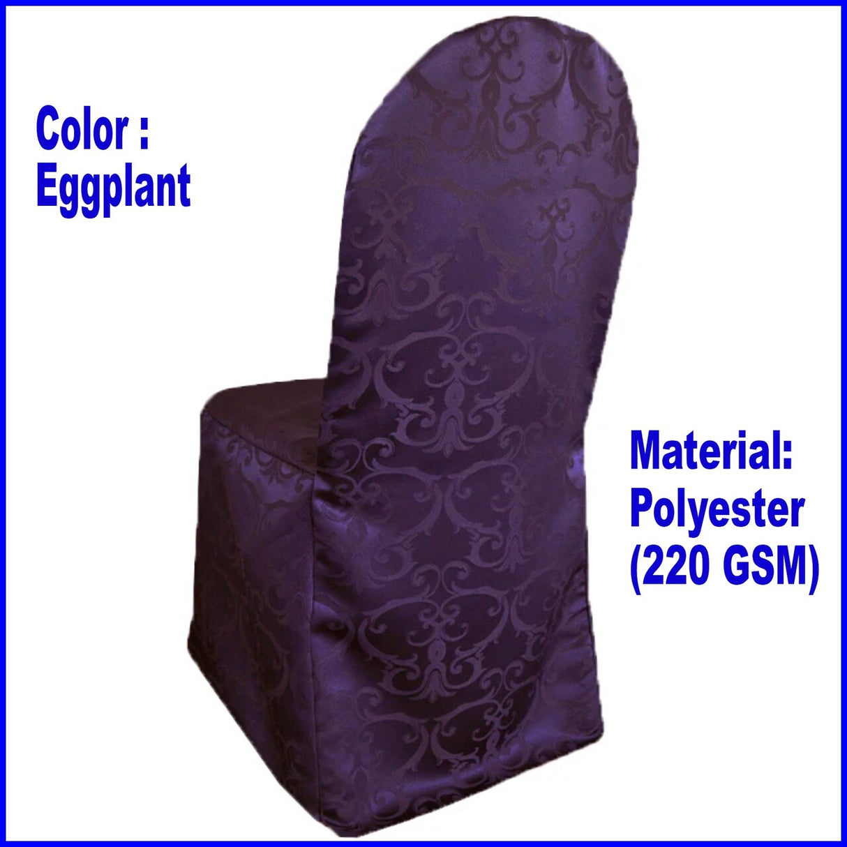 1 Piece Eggplant Versailles Damask Jacquard Polyester Banquet Chair Cover