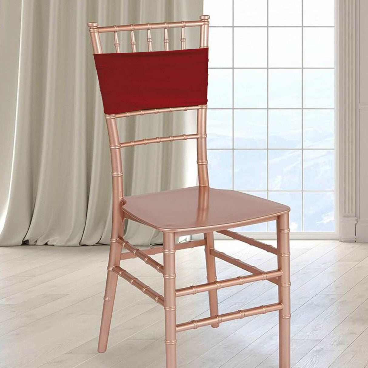 10 Pieces Vibrant Apple Red Stretch Spandex Chair Bands 7 x 13 Inches