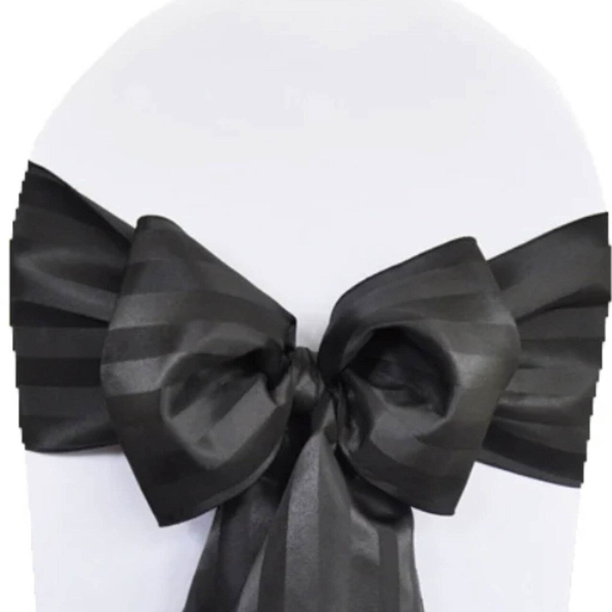 10 Pieces Black Striped Jacquard Polyester Chair Sashes 7.5"x108" for Modern Events