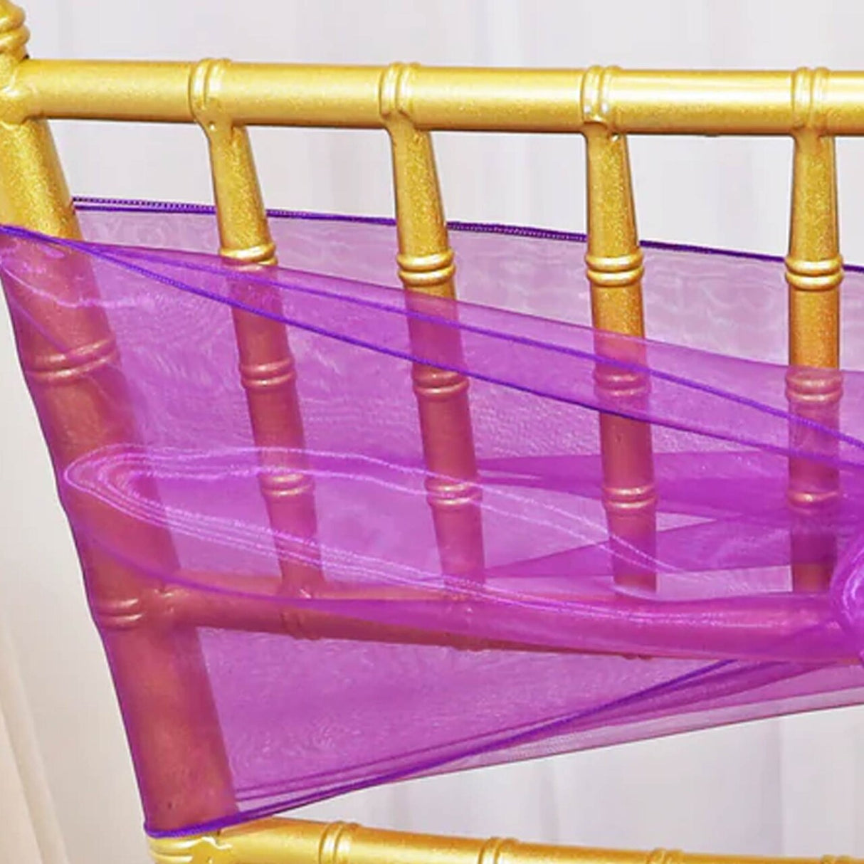 10 Pieces Purple Organza Chair Sashes 8"x108" Sheer Elegant Event Decorations