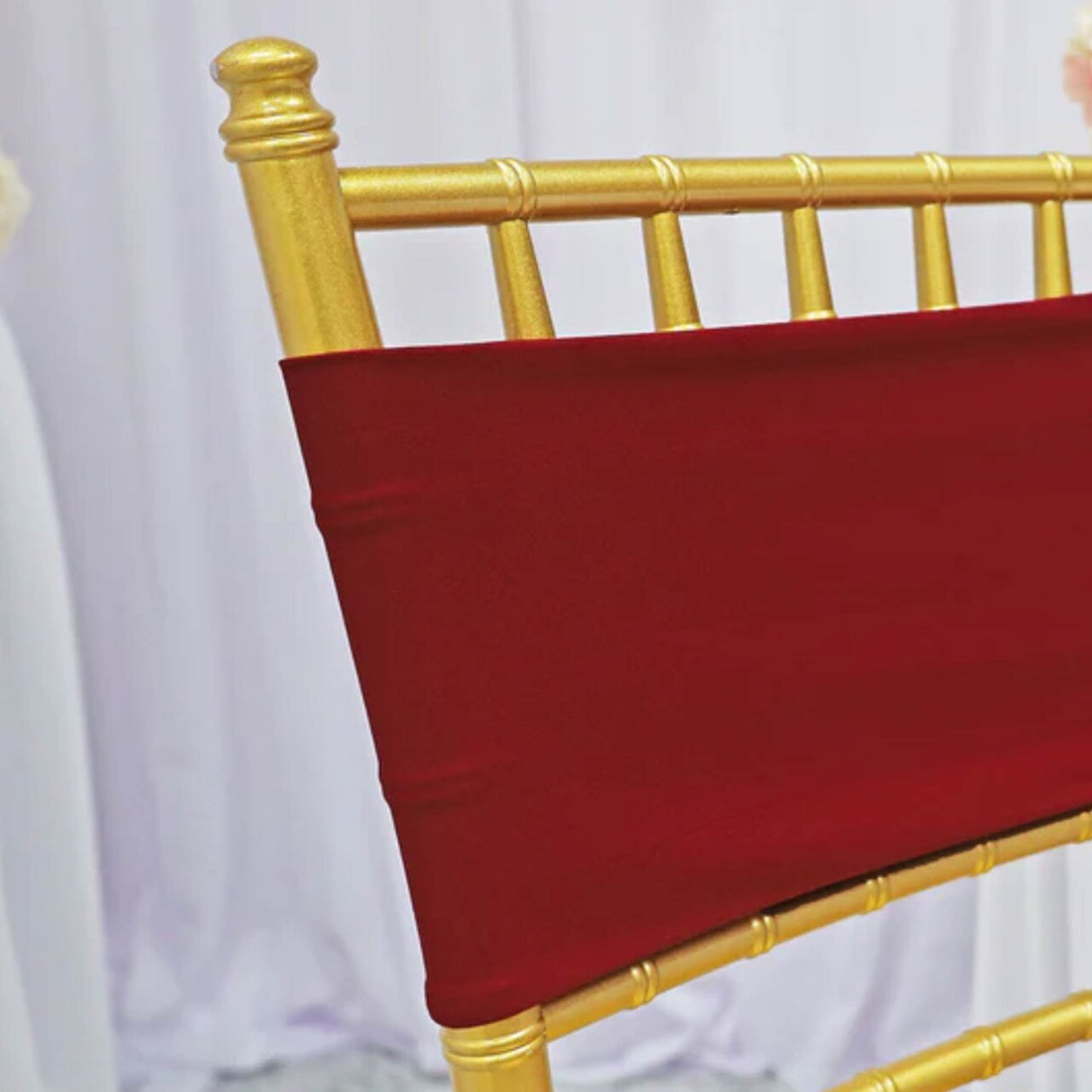 10 Pieces Vibrant Apple Red Stretch Spandex Chair Bands 7 x 13 Inches