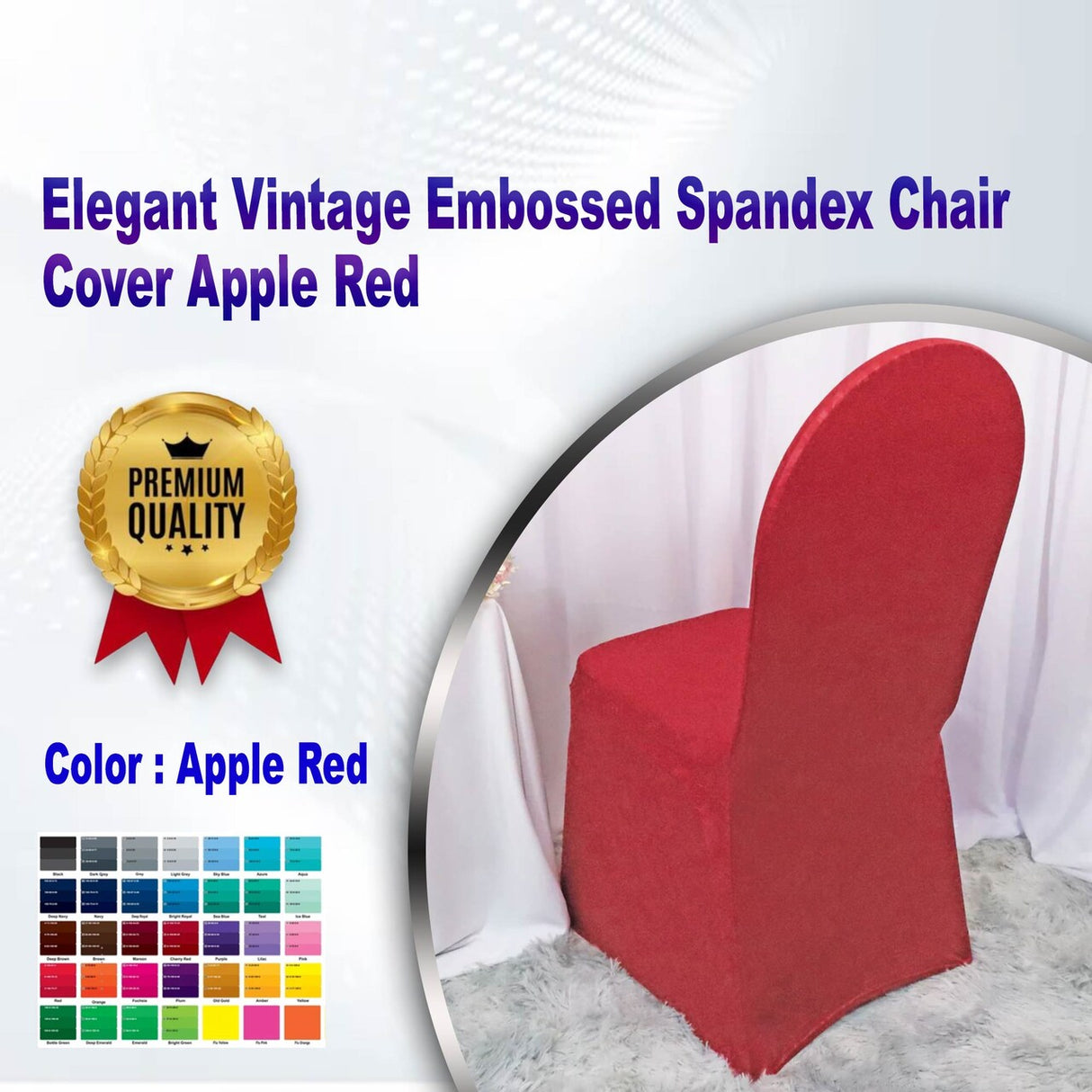 1 Piece Elegant Vintage Embossed Spandex Chair Cover Apple Red