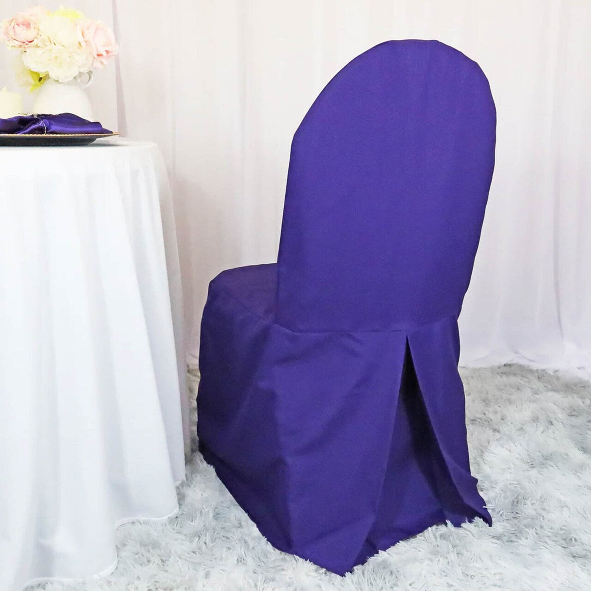 1 Piece Regency Purple Chair Cover, Polyester Banquet Seat Slipcover for Events
