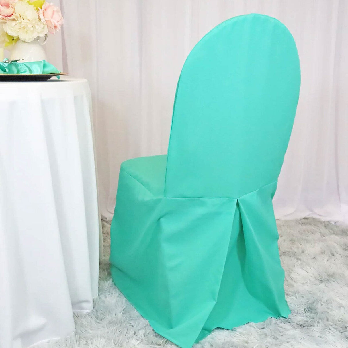1 Piece Tiff Blue Or Aqua BluePolyester Chair Cover Elegant Banquet Seat Wrap