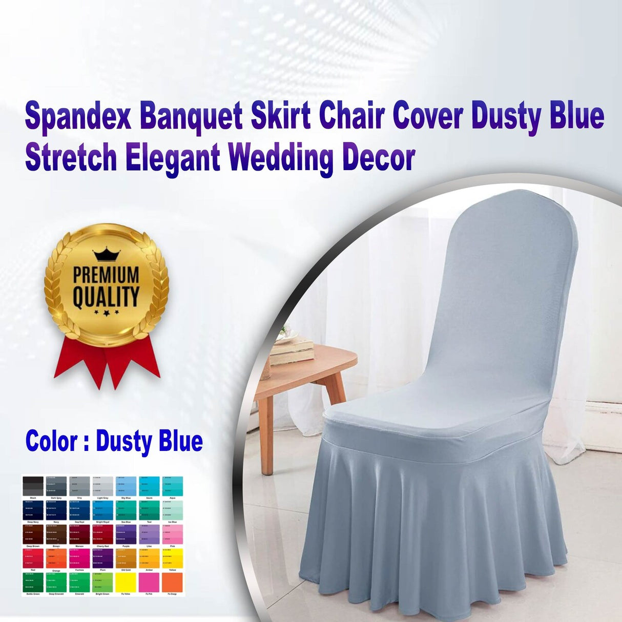 Spandex Banquet Skirt Chair Cover Dusty Blue Stretch Elegant Wedding Decor