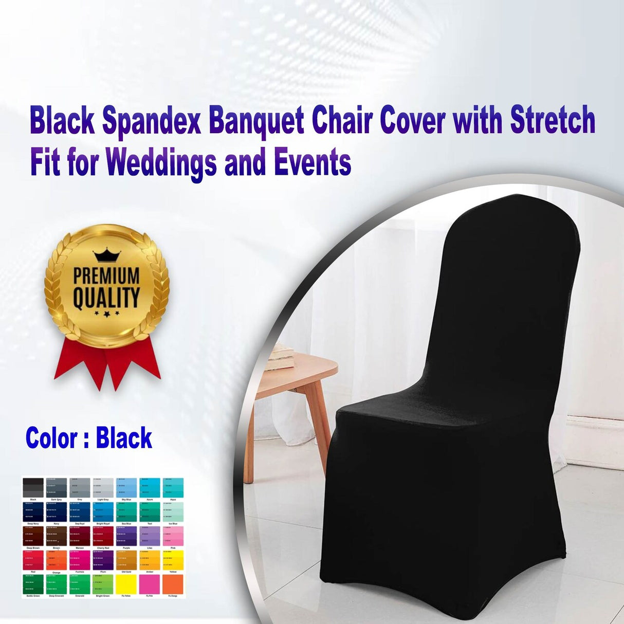 Black Spandex Banquet Chair Cover with Stretch Fit for Weddings and Events