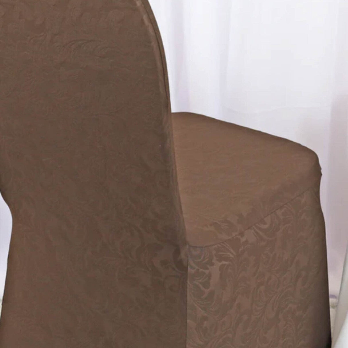 1 Piece Embossed Textured Spandex Event Chair Cover Chocolate