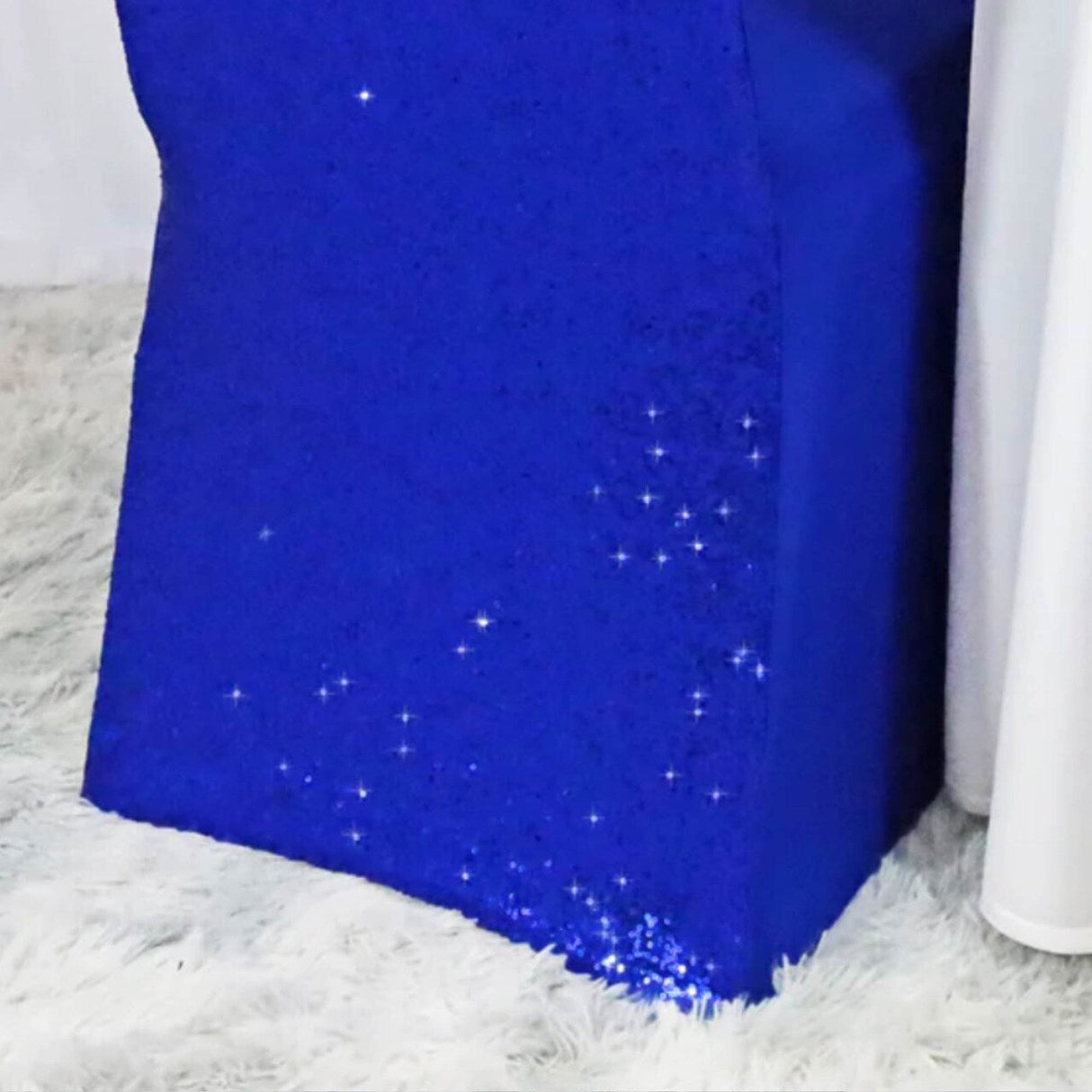 1 Piece Sequin Spandex Banquet Chair Cover Royal Blue Stretch Sparkle Event Decoration
