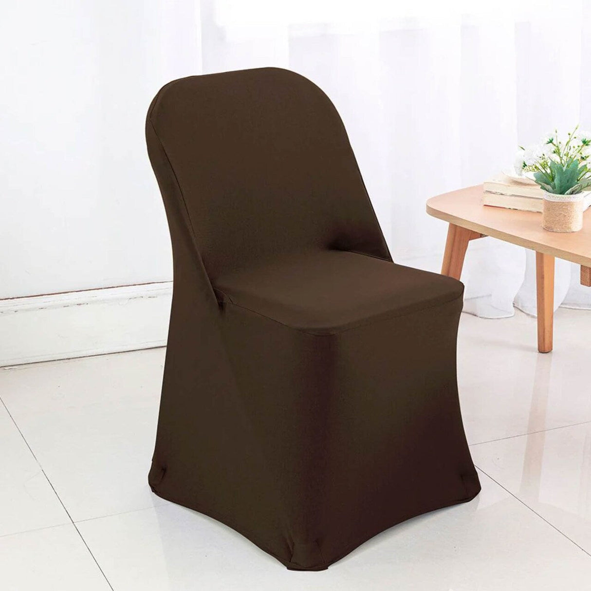 1 Piece Chocolate Stretch Spandex Chair Cover for Warm Folding Seating