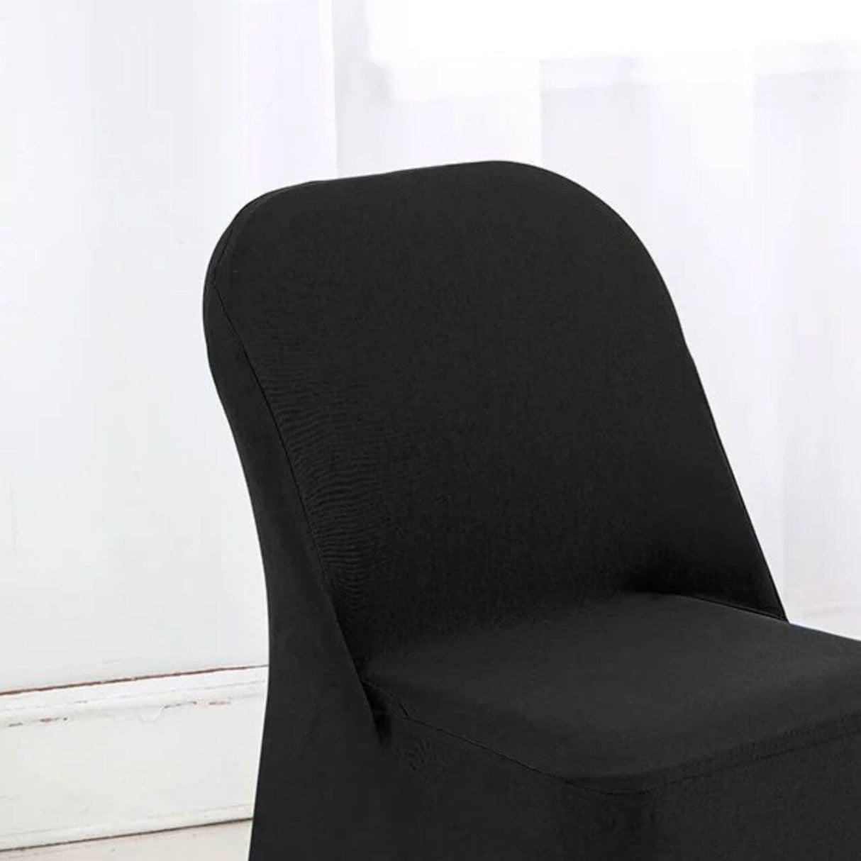 1 Piece Black Stretch Spandex Chair Cover for Classic Folding Seating