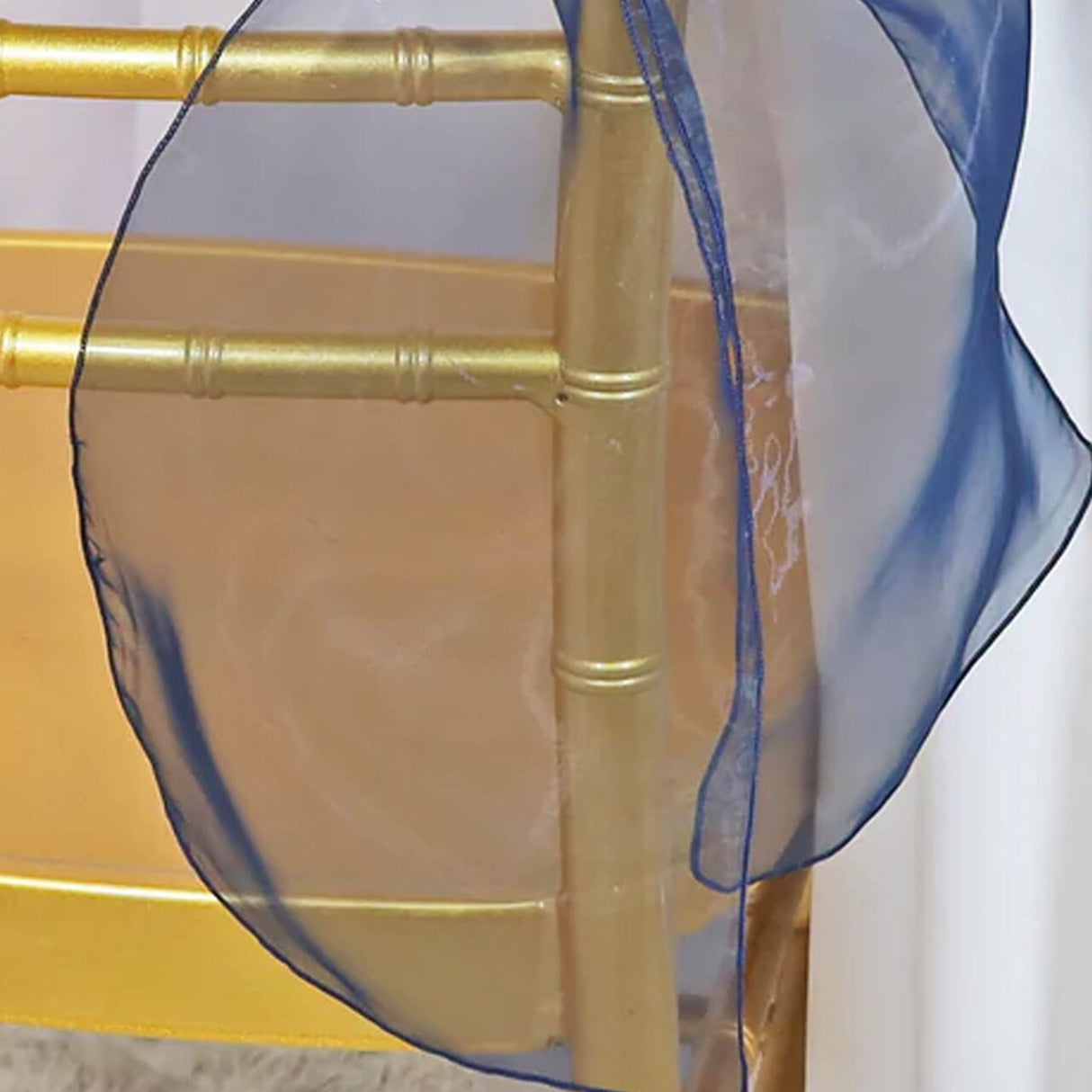 10 Pieces Navy Blue Organza Chair Sashes 8"x108" Sheer Wedding & Event Decor