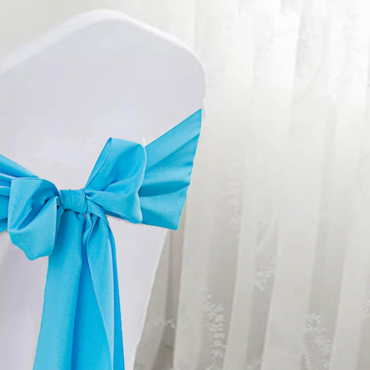 10 Pieces Turquoise Polyester Chair Sashes 8"x108" Wrinkle Resistant Decor