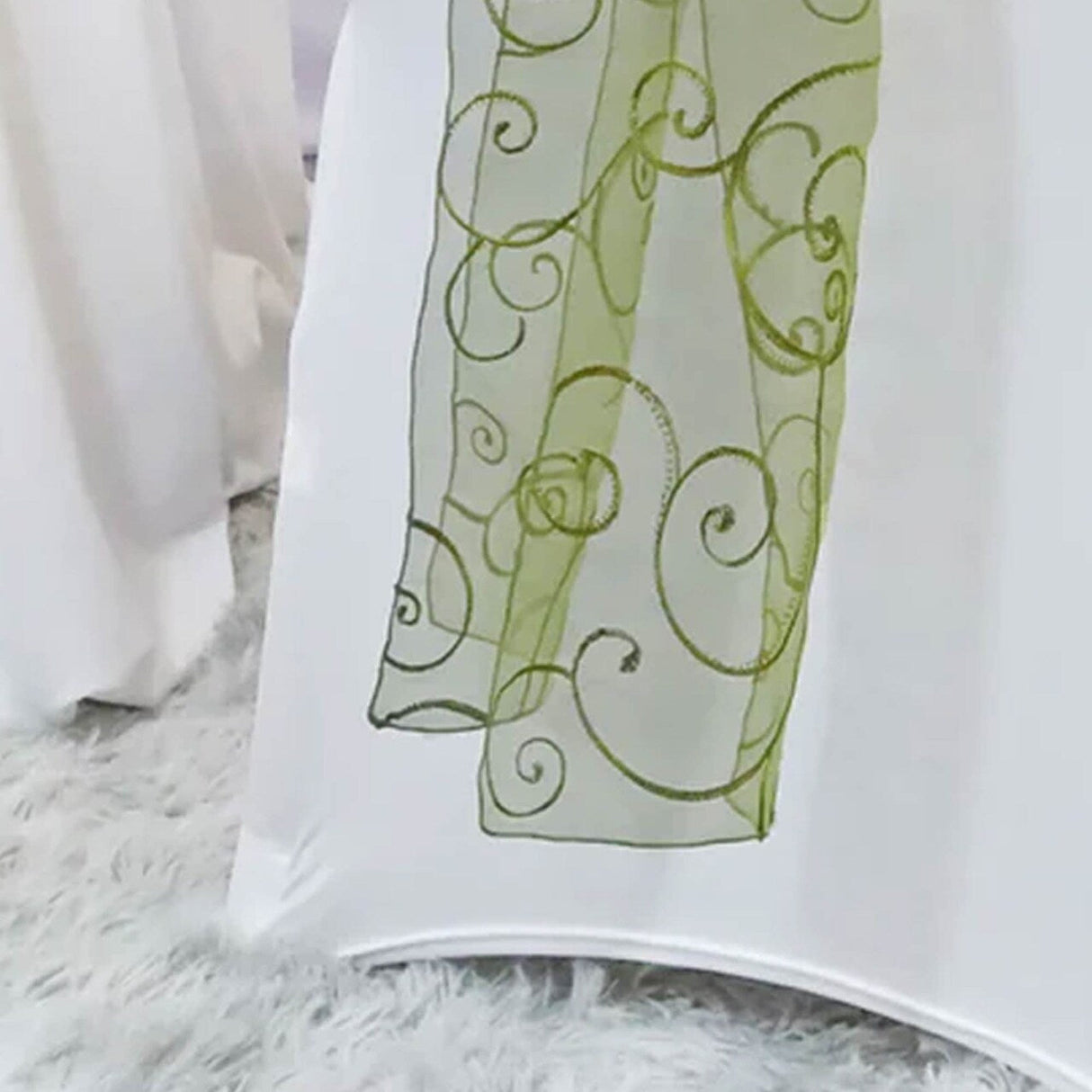 10 Pieces Moss Green Embroidered Organza Chair Sashes Elegant Sheer Wedding Decor 8"x108"