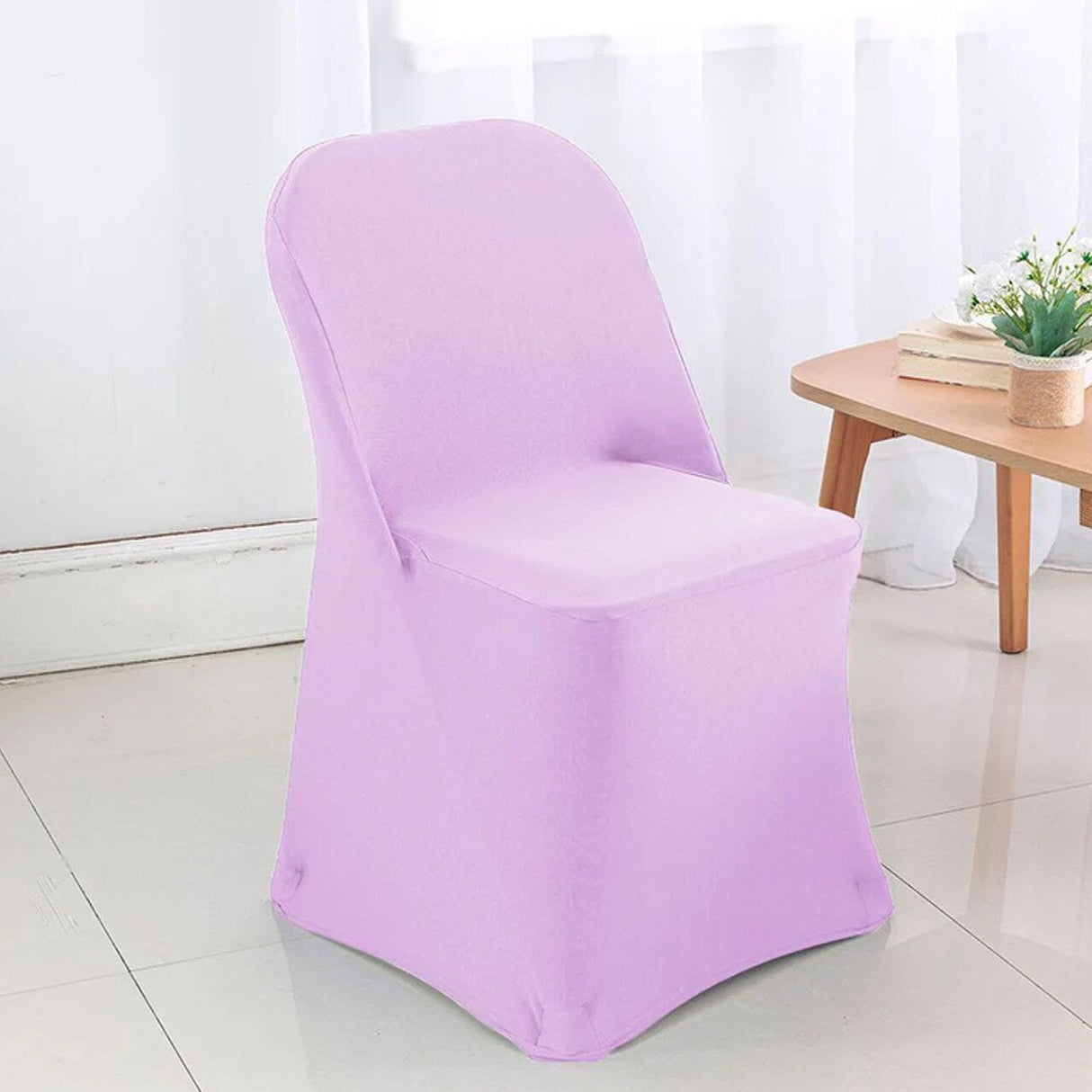 1 Piece Lavender Stretch Spandex Chair Cover for Elegant Folding Seating