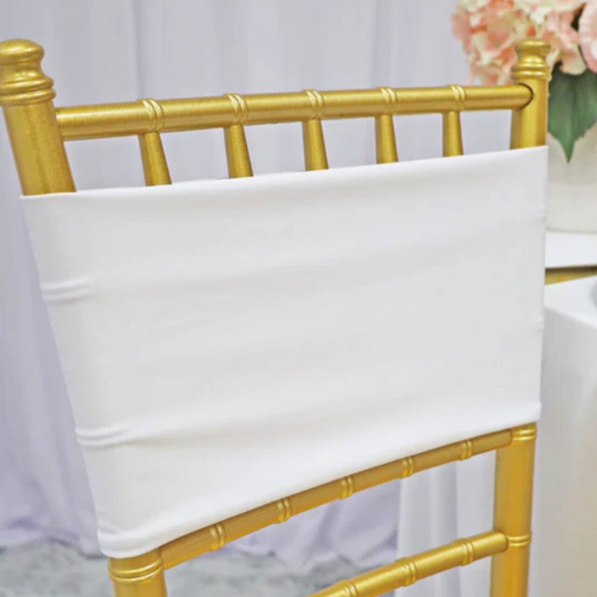 10 Pieces Stretchy White Spandex Chair Bands 7 x 13 Inches