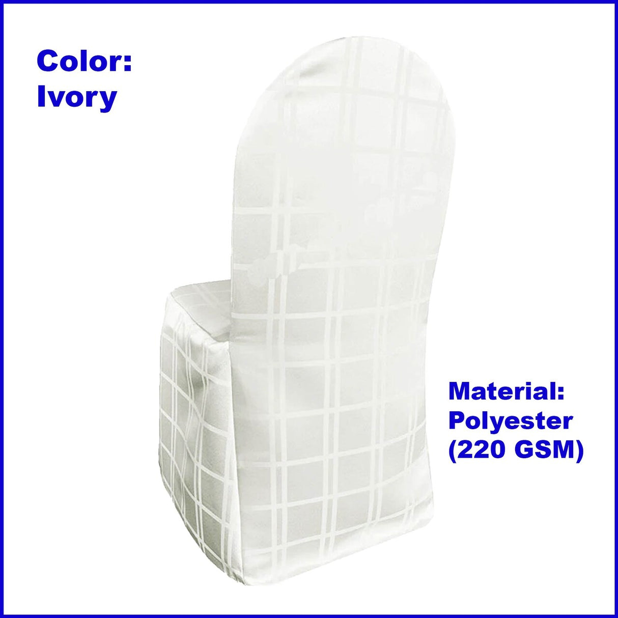 1 Piece Ivory Plaid Jacquard Polyester Banquet Chair Cover Elegant Rustic Slipcover