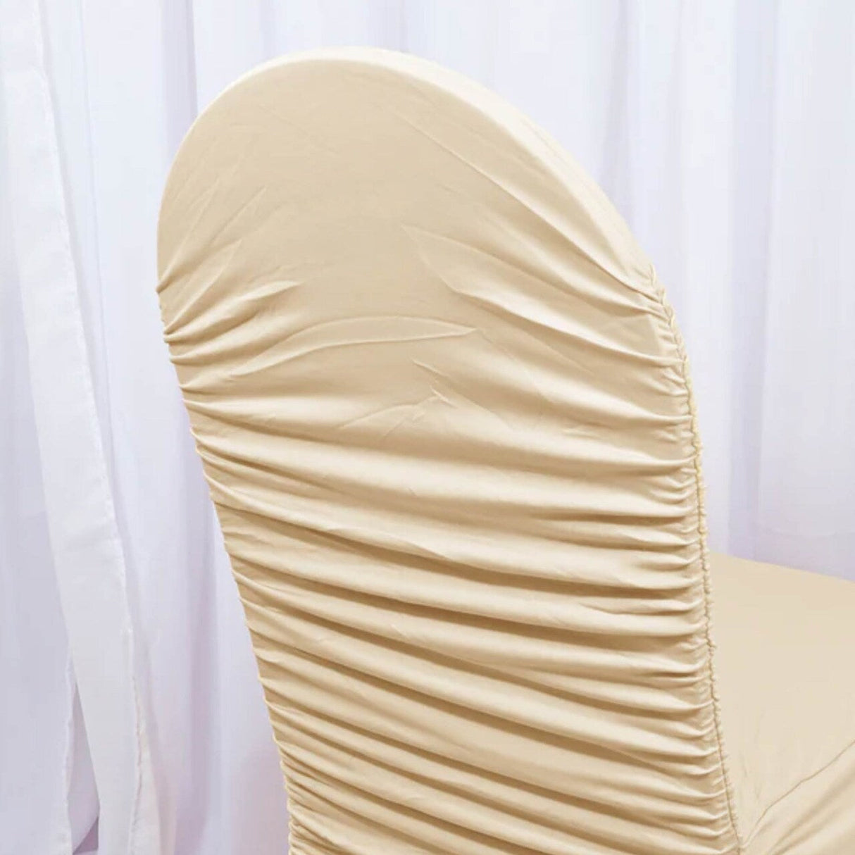 1 Piece Champagne Rouge Spandex Banquet Chair Cover with Elegant Ruffles