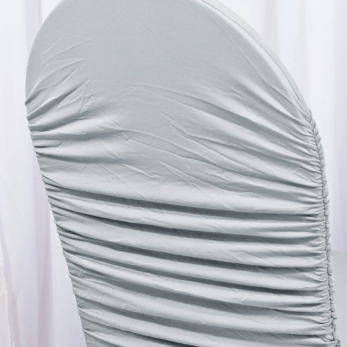 1 Piece Silver Rouge Spandex Chair Cover, Ruffled Stretch Fit for Banquet Seating