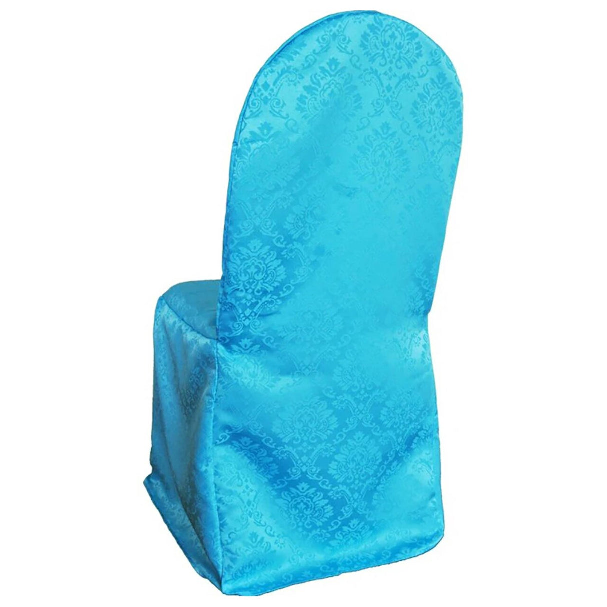 1 Piece Ornate Damask Jacquard Polyester Banquet Chair Cover Turquoise