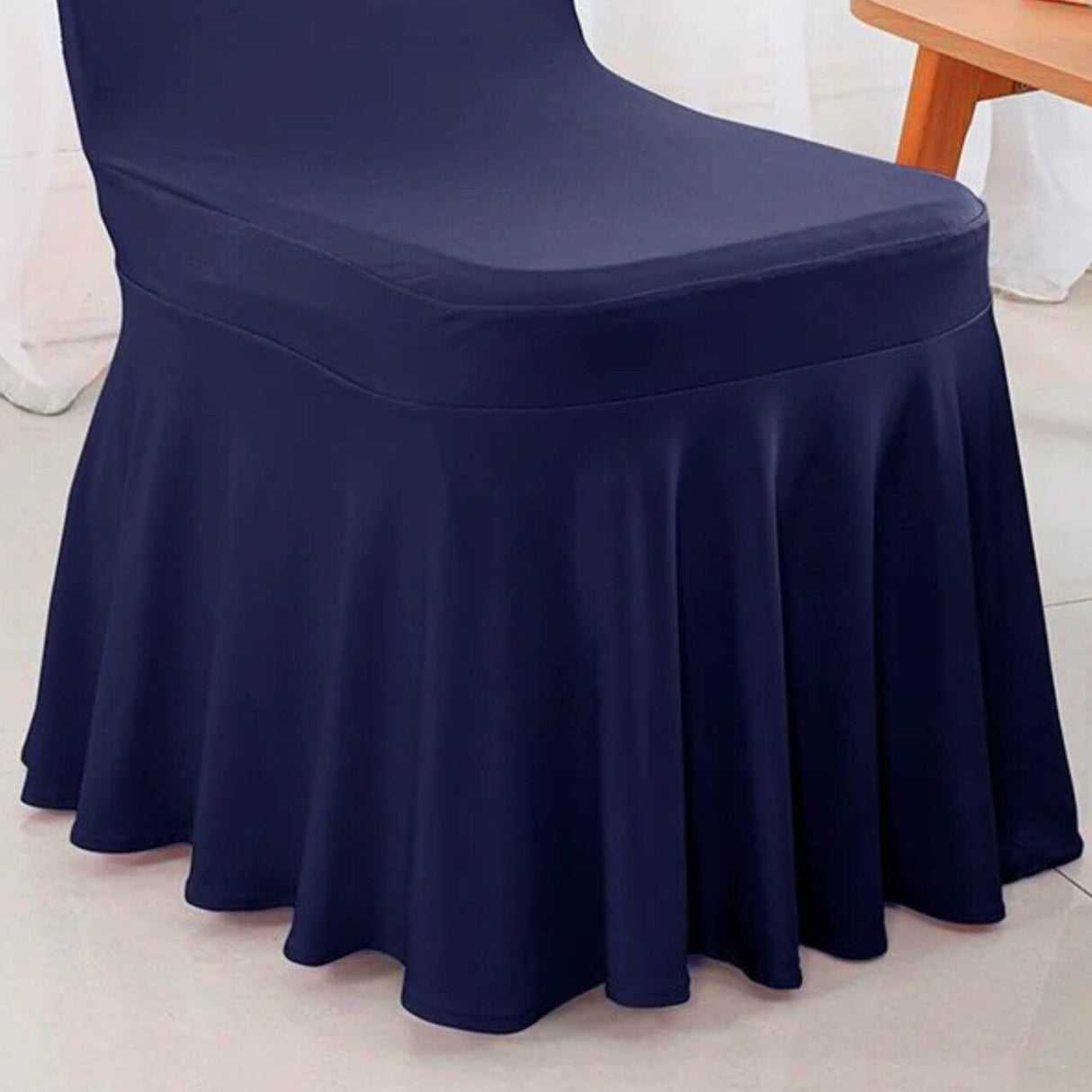 Spandex Banquet Skirt Chair Cover Navy Blue Stretch Skirt Fit Durable Event Decor