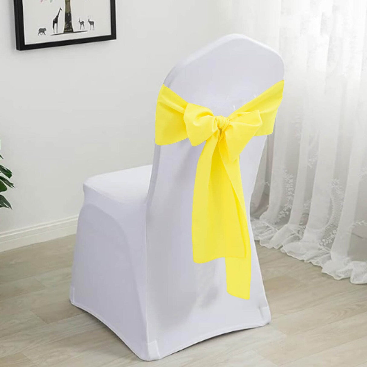 10 Pieces Canary Yellow Polyester Chair Sashes 8"x108" with Wrinkle Resistant Finish