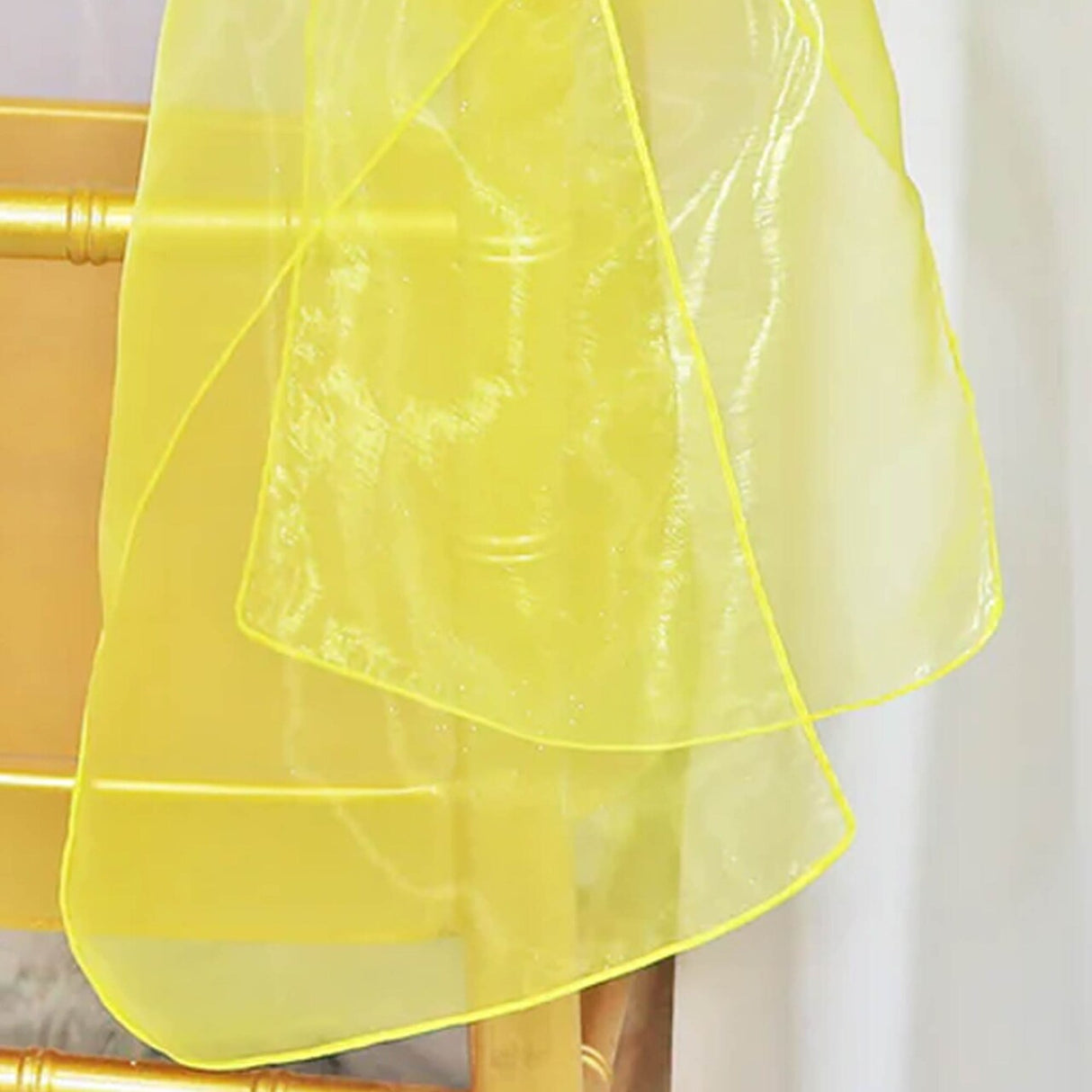 10 Pieces Canary Yellow Organza Chair Sashes 8"x108" Sheer Chair Decor for Weddings & Events