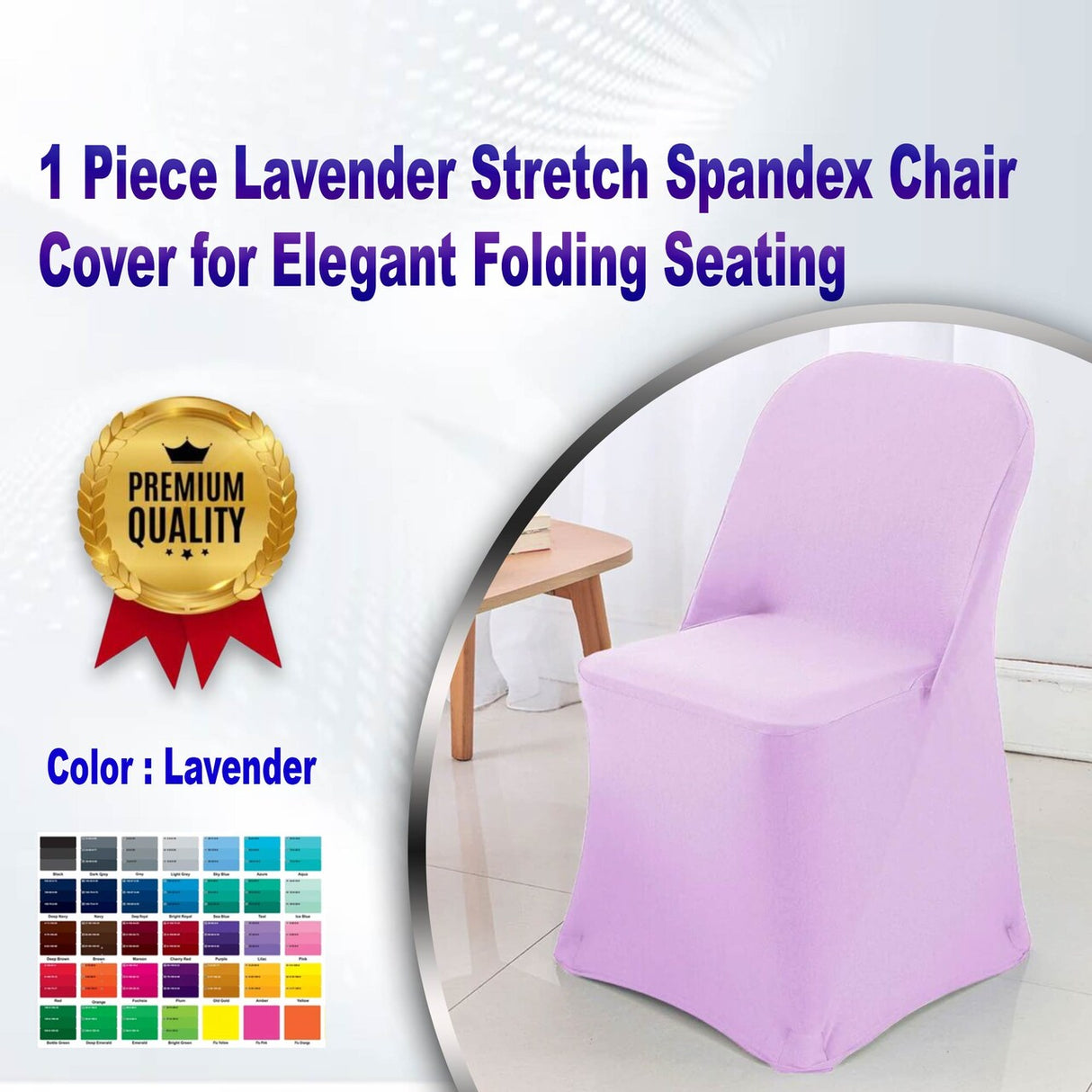 1 Piece Lavender Stretch Spandex Chair Cover for Elegant Folding Seating