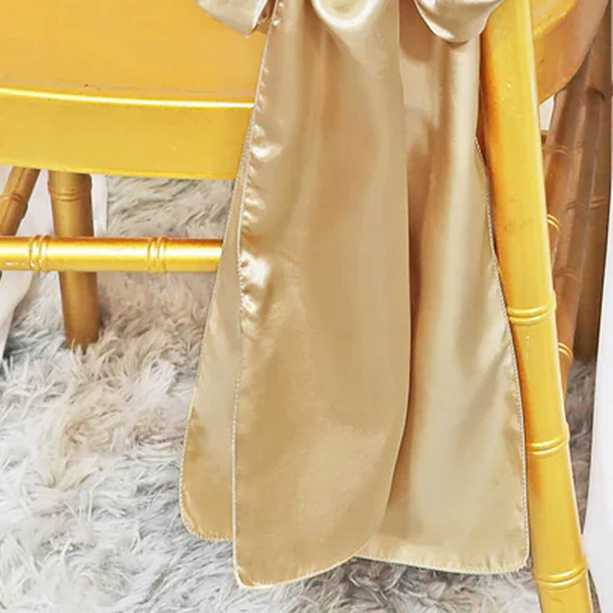 10 Pieces Champagne Satin Chair Sashes 8"x108" Elegant Event Decor