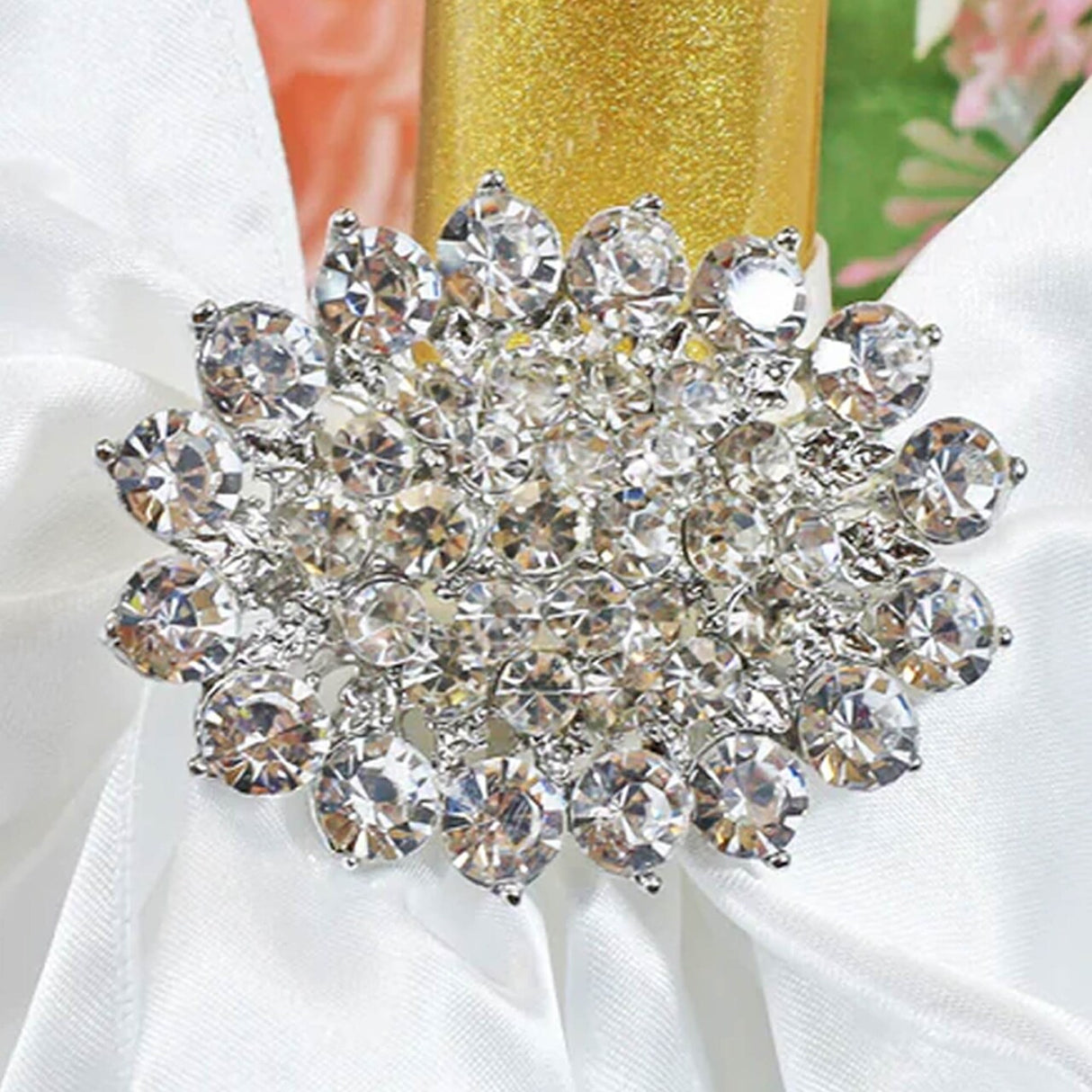 1 Piece Winston Rhinestone Chair Band Buckle Silver Metal Accent 2 Inch Width