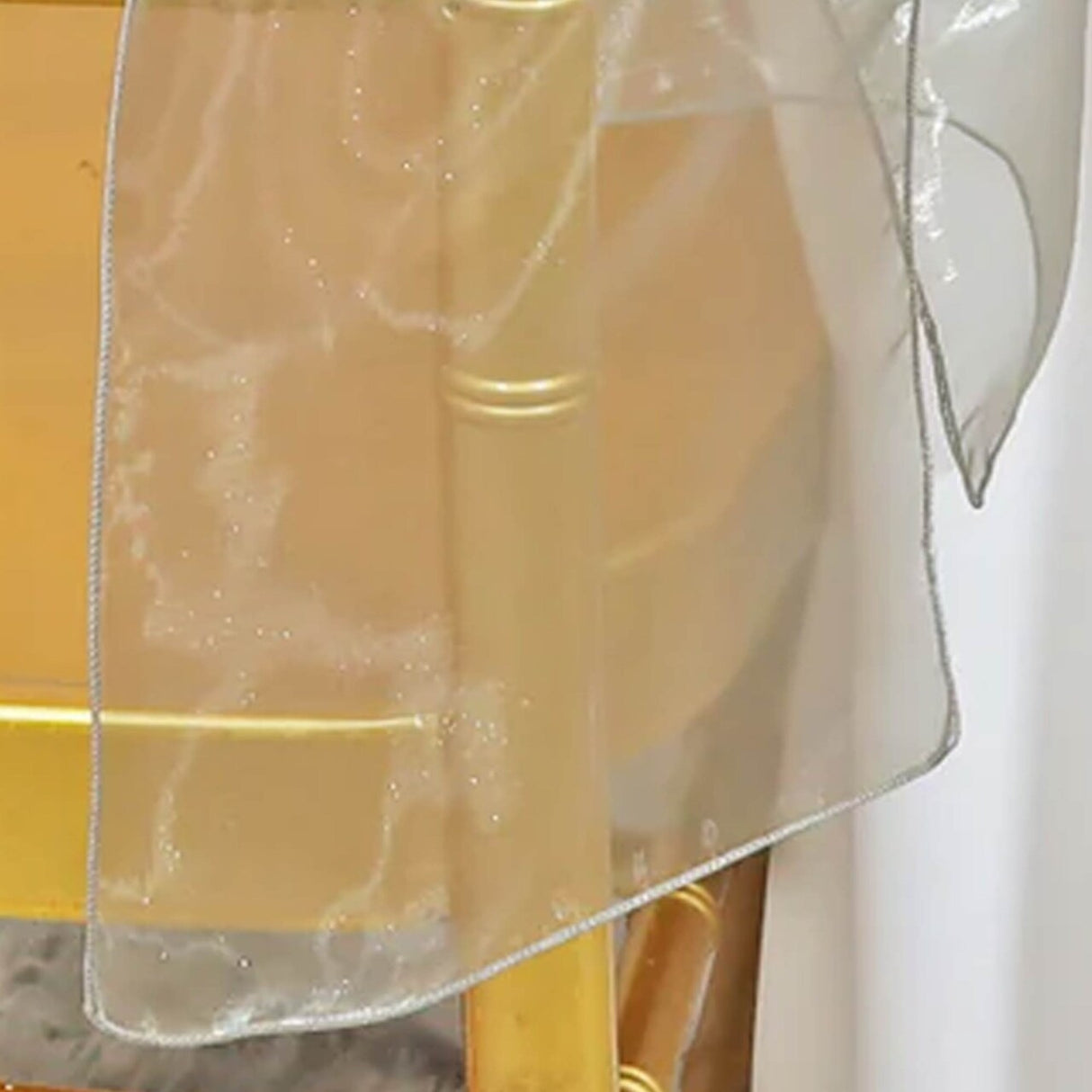 10 Pieces Silver Organza Chair Sashes 8"x108" Sheer Shimmer Chair Bows for Elegant Events