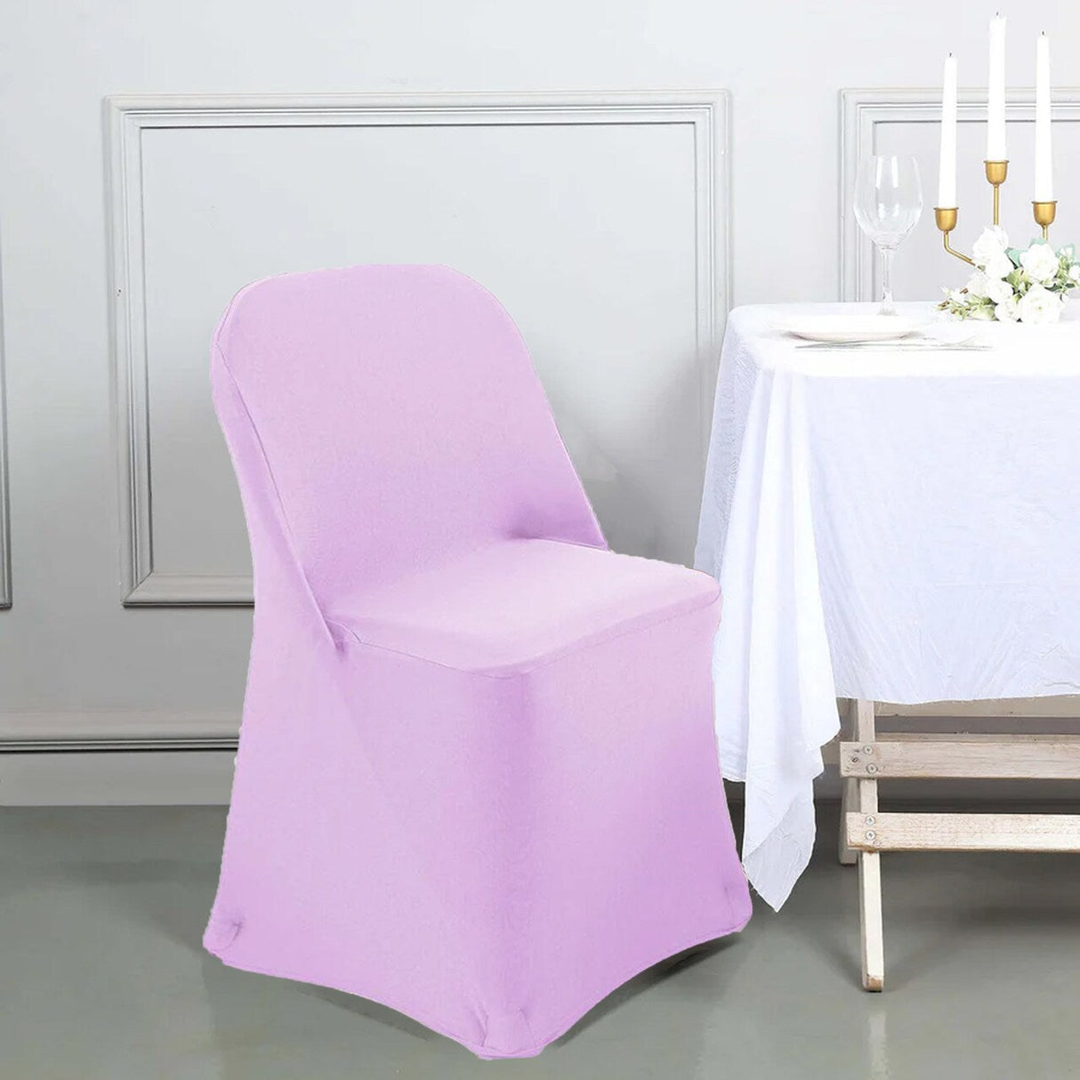 1 Piece Lavender Stretch Spandex Chair Cover for Elegant Folding Seating