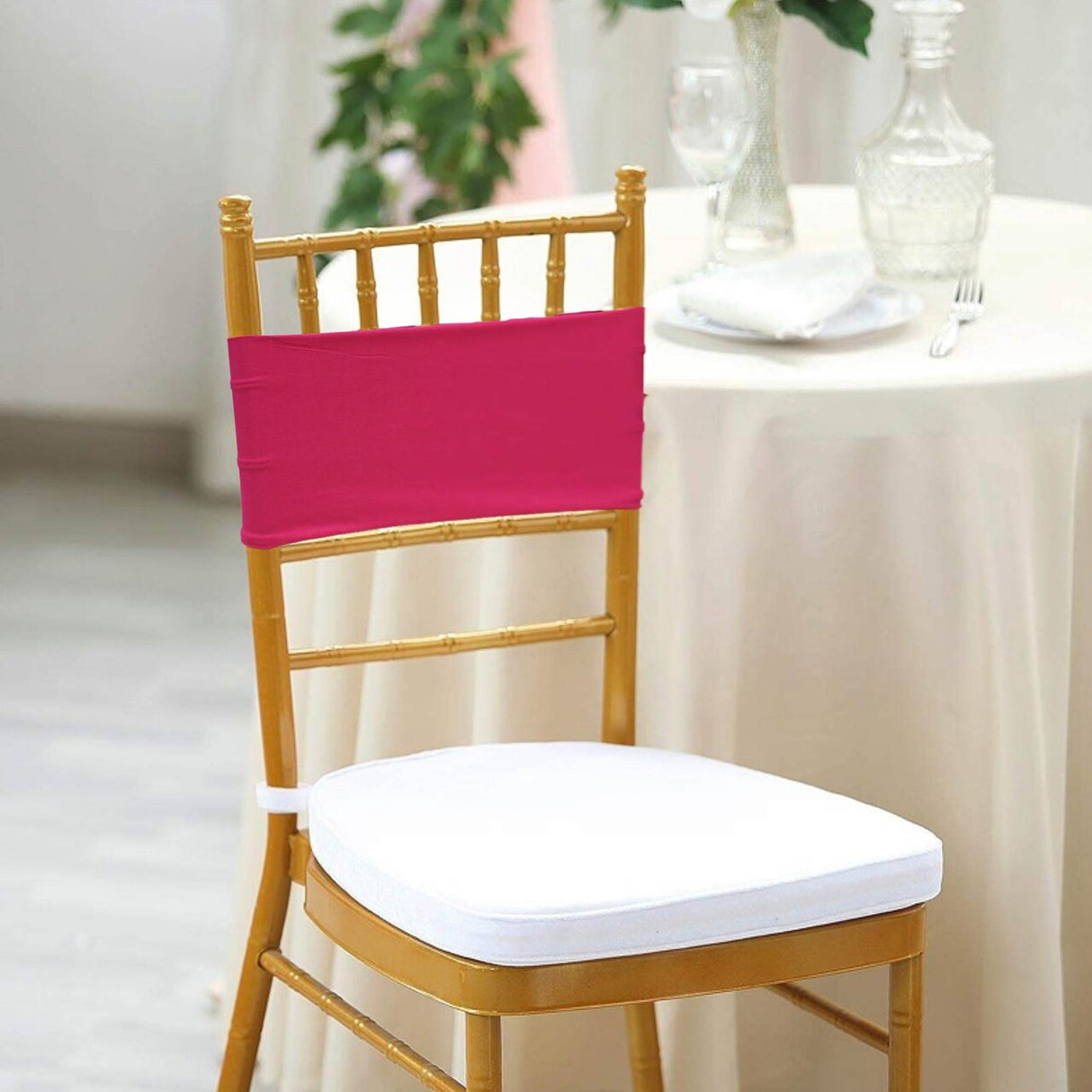 10 Pieces Fuchsia Spandex Chair Bands 7 x 13 Inches