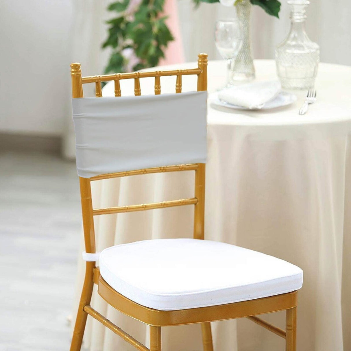 10 Pieces Stretchy Platinum Or Light Silver Spandex Chair Bands 7 x 13 Inches