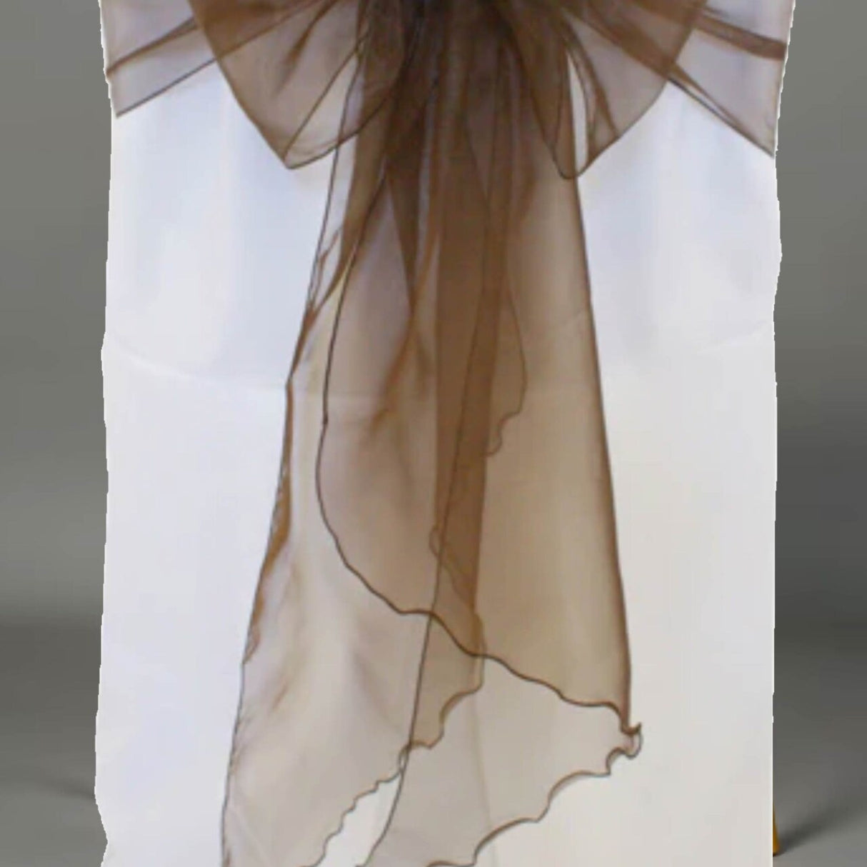 10 Pieces Angle End Organza Chair Sashes 12 by 116 inches Chocolate