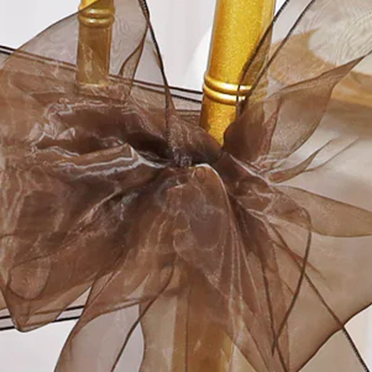 10 Pieces Chocolate Organza Chair Sashes 8"x108" Sheer Brown Chair Decor for Weddings & Events