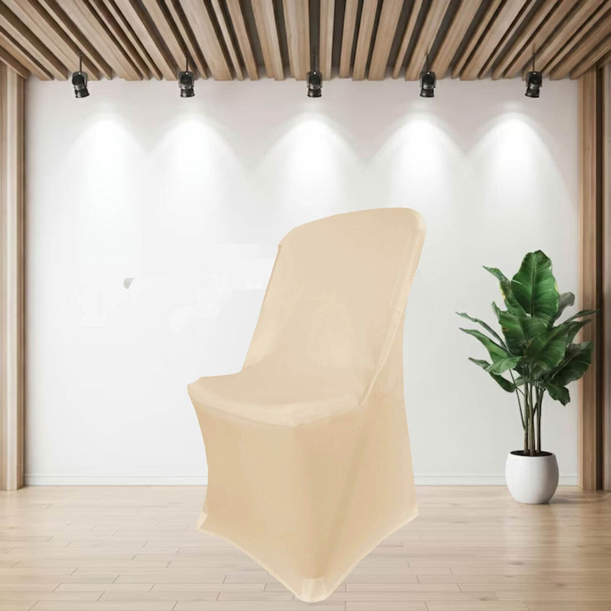 1 Piece Champagne Spandex Chair Slipcover Stretch Fit for Lifetime Folding Chair